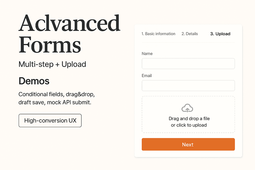 Advanced Forms – Multi‑step + Upload screenshot