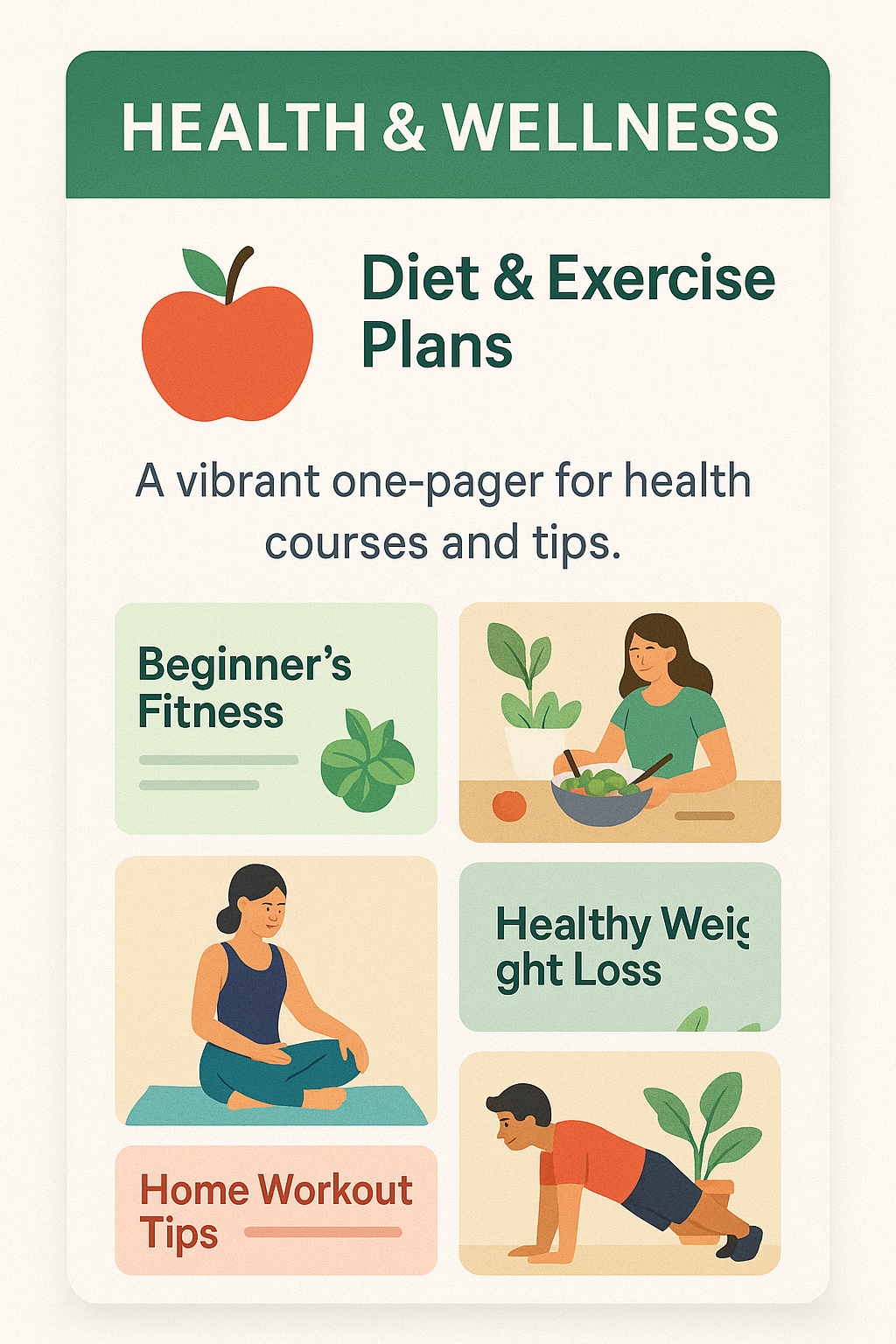 Health & Wellness – Diet & Exercise Plans